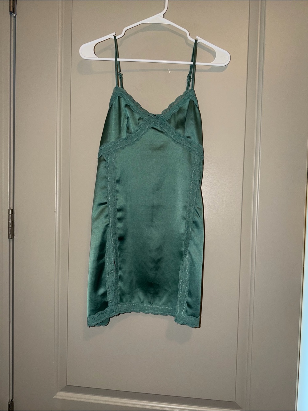 Silky Lace Trim Slip - teal